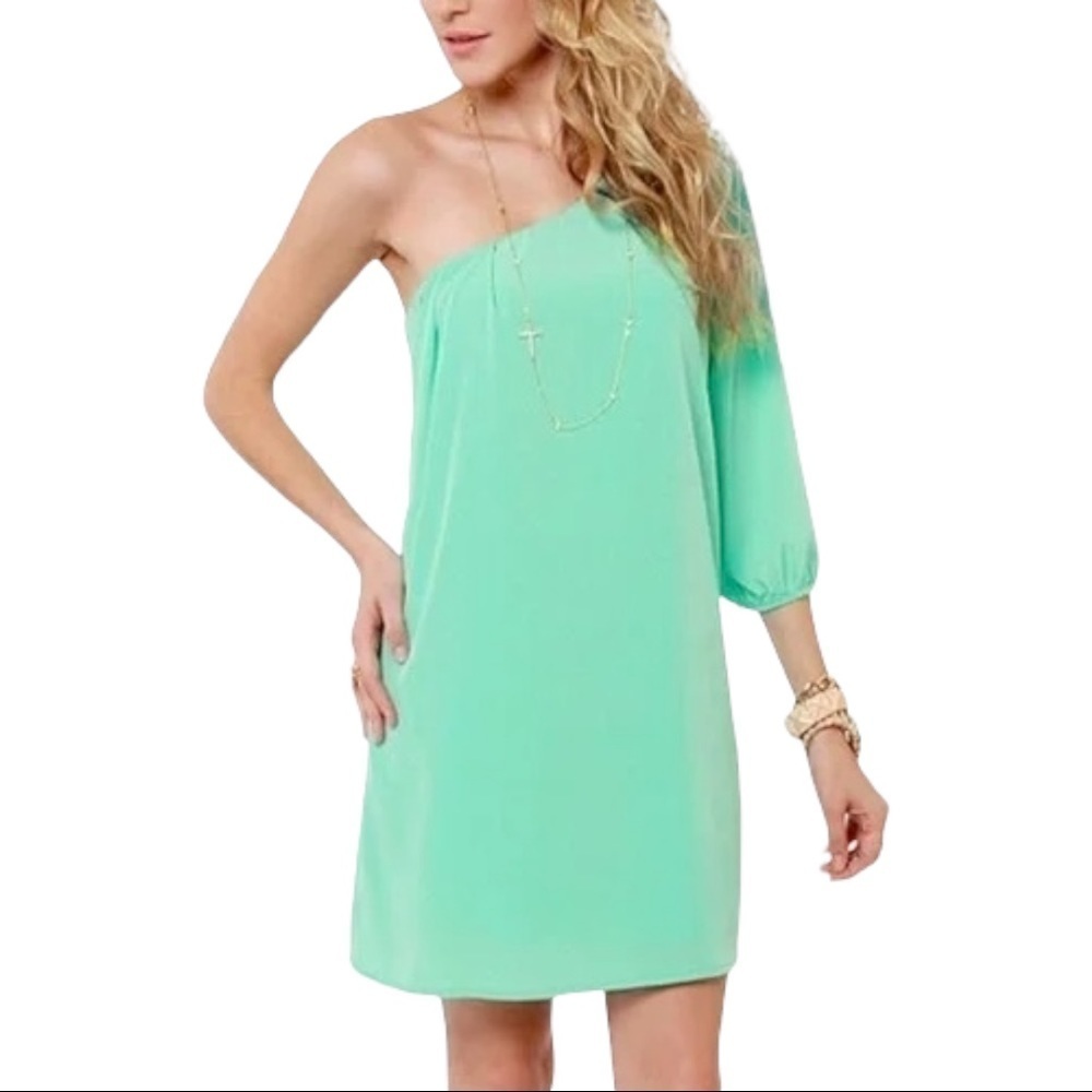 LULU'S C’MON GET HAPPY ONE SHOULDER MINI DRESS